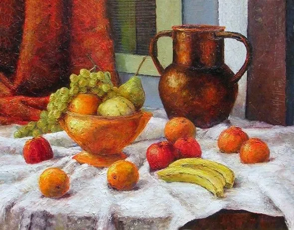 Jorge Luis VILCA MONTALVO. Obra: Bodegon con frutas