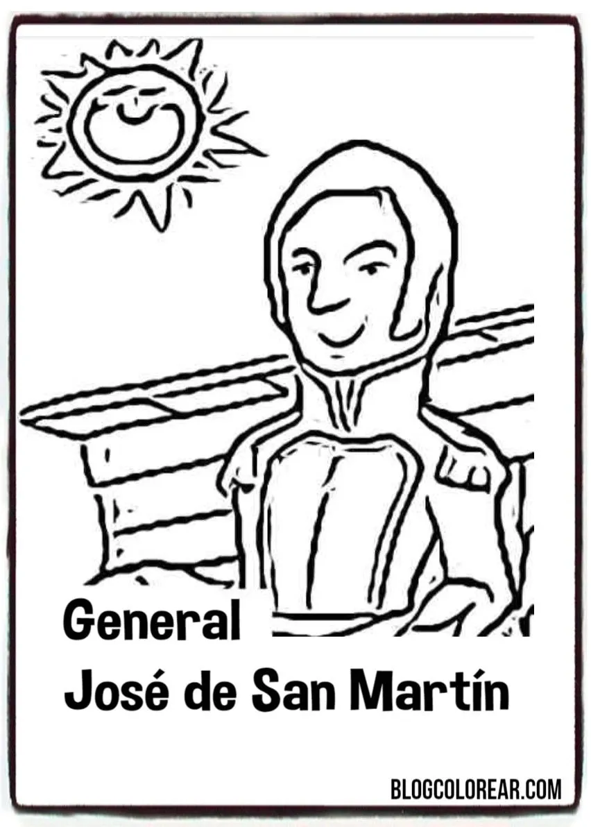 General José de san Martín para colorear - Colorear dibujos infantiles