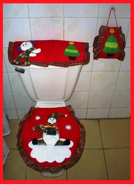 Juego de baño navideño. | baños a crochet | Pinterest
