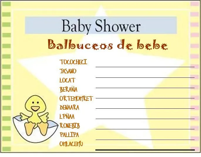 Juegos de baby shower adivina el parentesco - Imagui