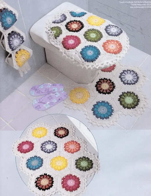 Juegos de baño tejidos a crochet con patrones - Imagui
