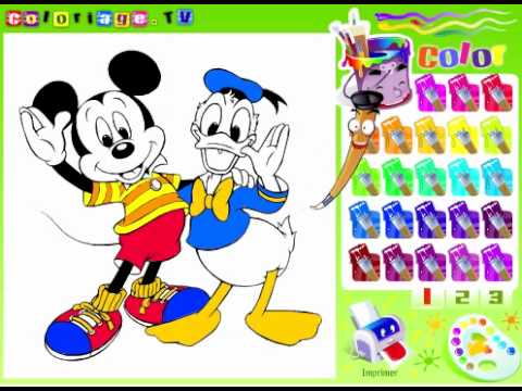 Juegos Colorear Pato Donald y Mickey Mouse - YouTube