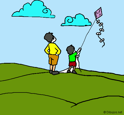 Juegos de un niño elevando cometa - Imagui