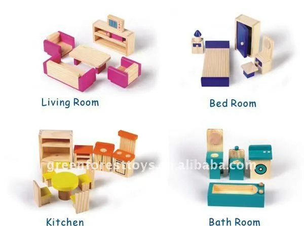 Juguete de madera en miniatura muebles conjunto-Juguetes de ...