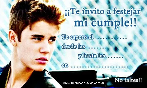 Justin Bieber - Tarjetas de cumpleaños para imprimir - Fiestas ...