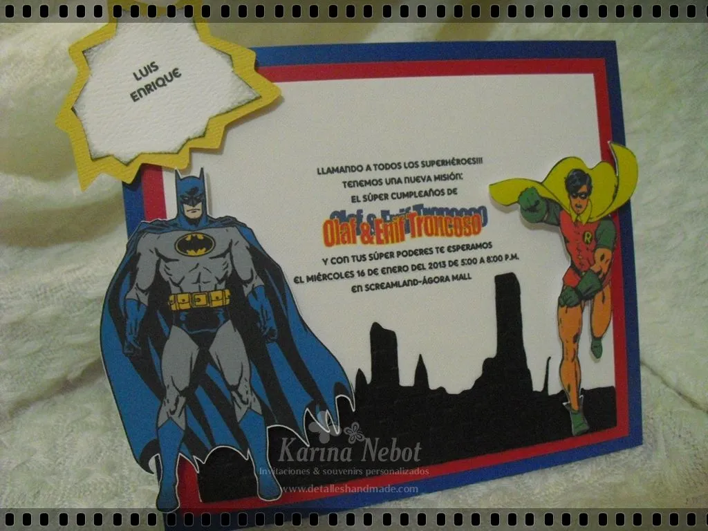 Karina Nebot: Invitaciones Batman y Robin