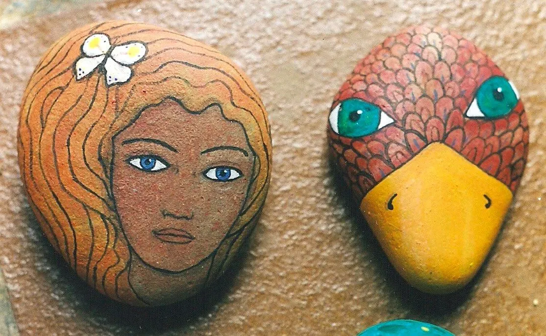 Kedibu Murales y Objetos Decorativos: Piedras pintadas: cabeza ...