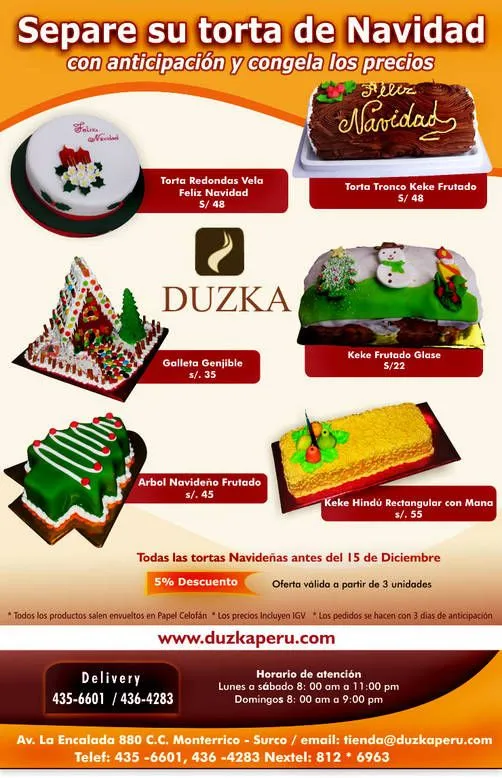Kekes Navideños Duzka: Separe su Torta de Navidad - Generaccion.com