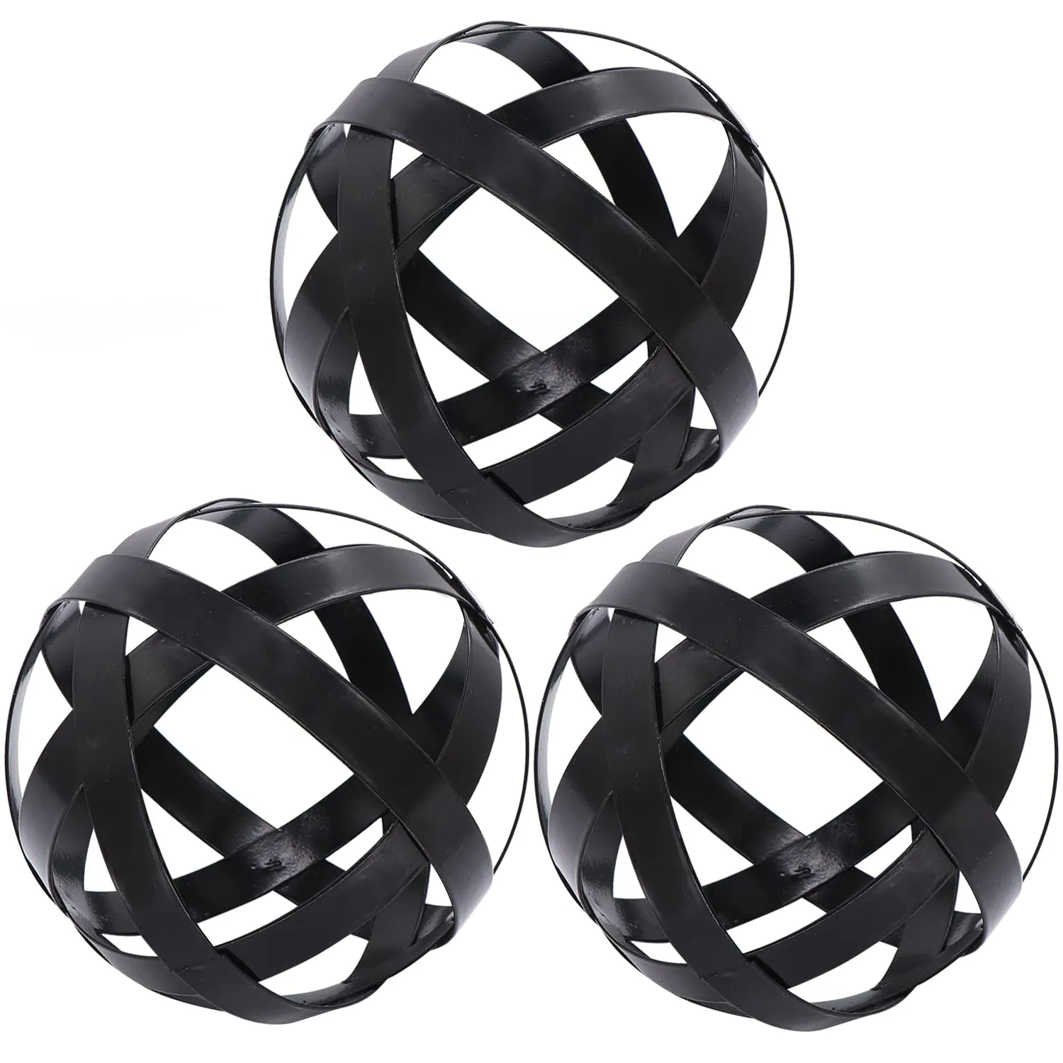 Kesywale - Juego de 3 esferas decorativas de 3.3 pulgadas, banda de metal,  esferas de metal, decoración