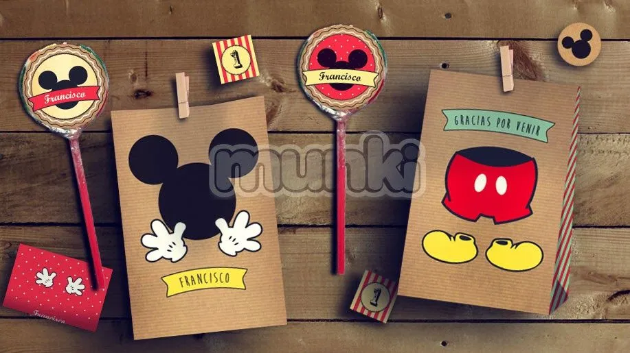Kit Imprimible Mickey Vintage Personalizado - $ 185,00 en MercadoLibre