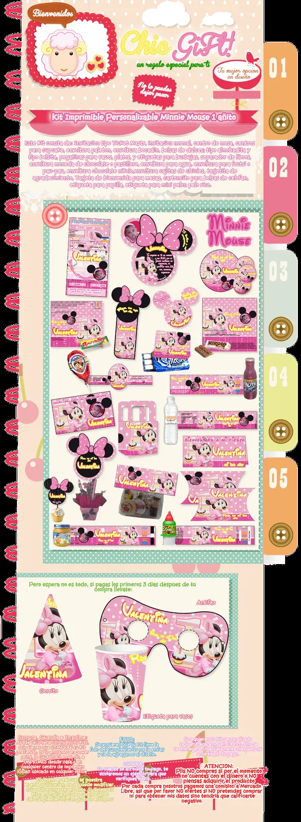Kit Imprimible Personalizable Minnie Mouse 1 Año, Mimi 1 Año ...