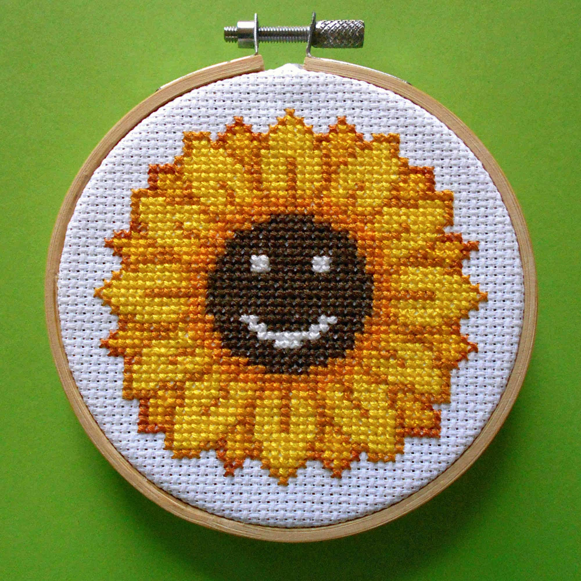 Kit de punto de cruz de girasol feliz con aro Kit de punto - Etsy México