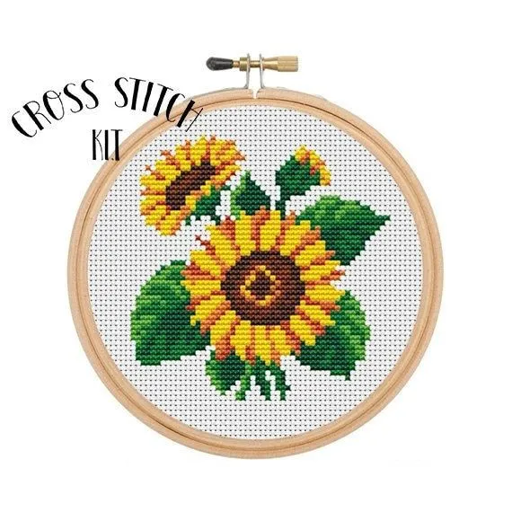 Kit de punto de cruz de girasoles. Kit de punto de cruz - Etsy México