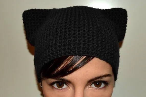 Gorro con orejas de gato a crochet - Imagui