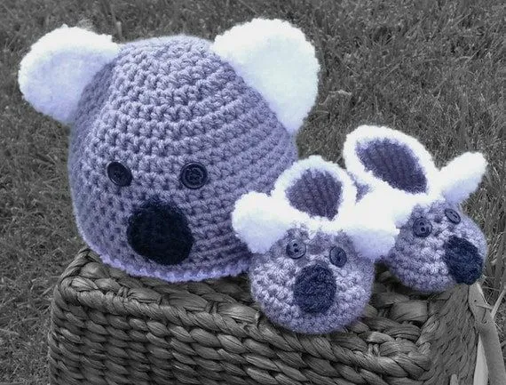 Koala Crochet hat and shoes handmade baby koala by YarnitCindy