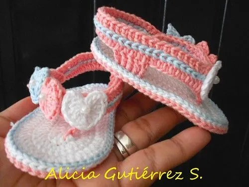 Mis labores en Crochet: Sandalias a crochet para bebes