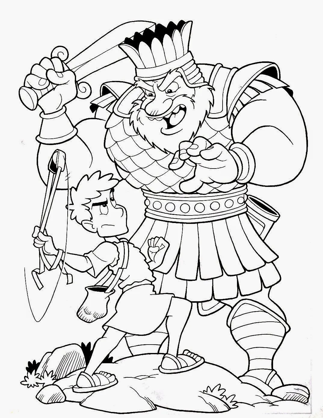 Lamina cristiana de David y Goliat para colorear ~ Dibujos ... Lamina cristiana de David y Goliat para colorear ~ Dibujos ...