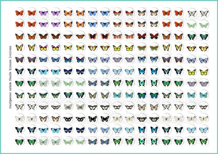 Lámina de imágenes para camafeos Mariposas fondo blanco http://www ...
