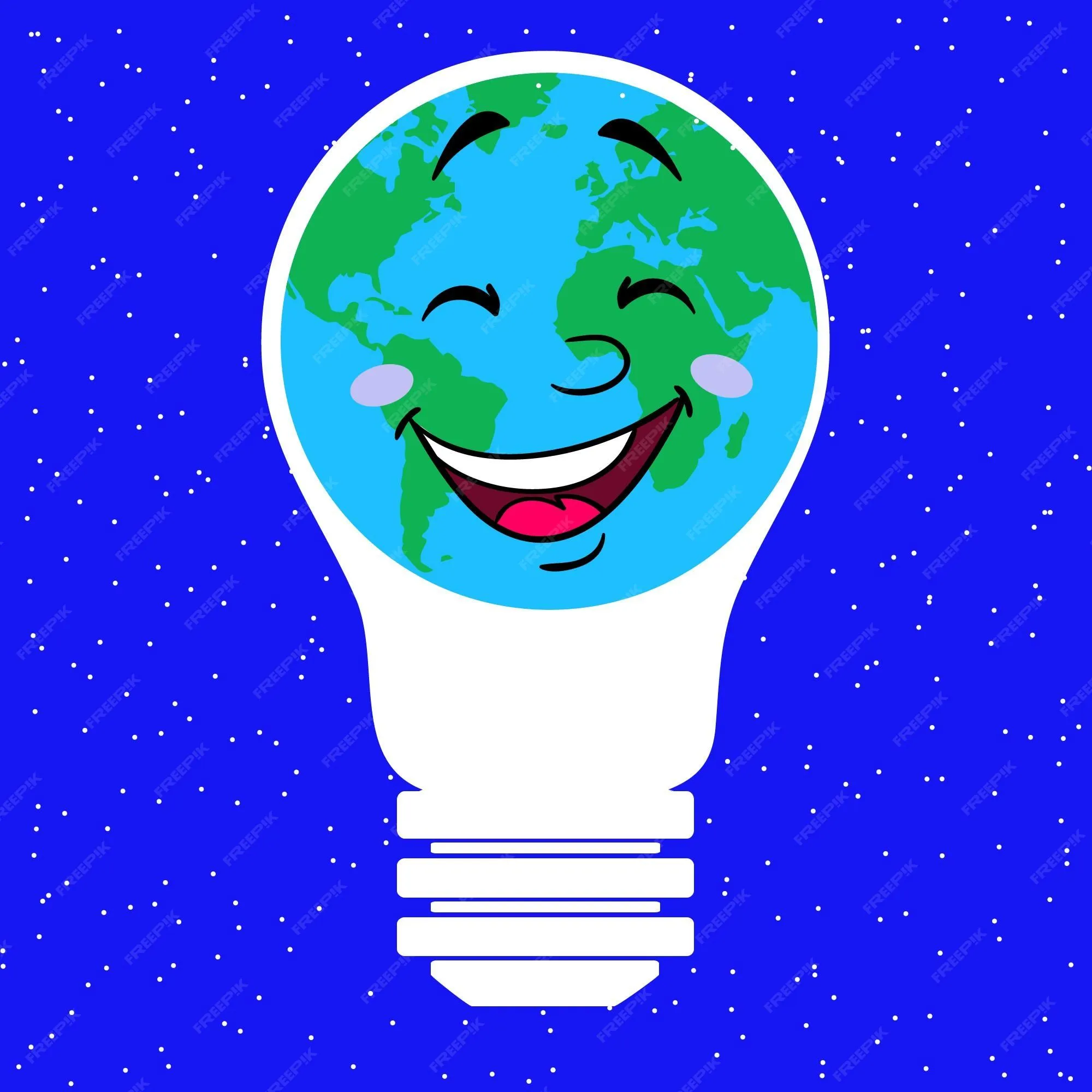 Lámpara de ahorro de energía de la hora del planeta de ilustración  vectorial en el fondo del espacio tierra y estrellas | Vector Premium