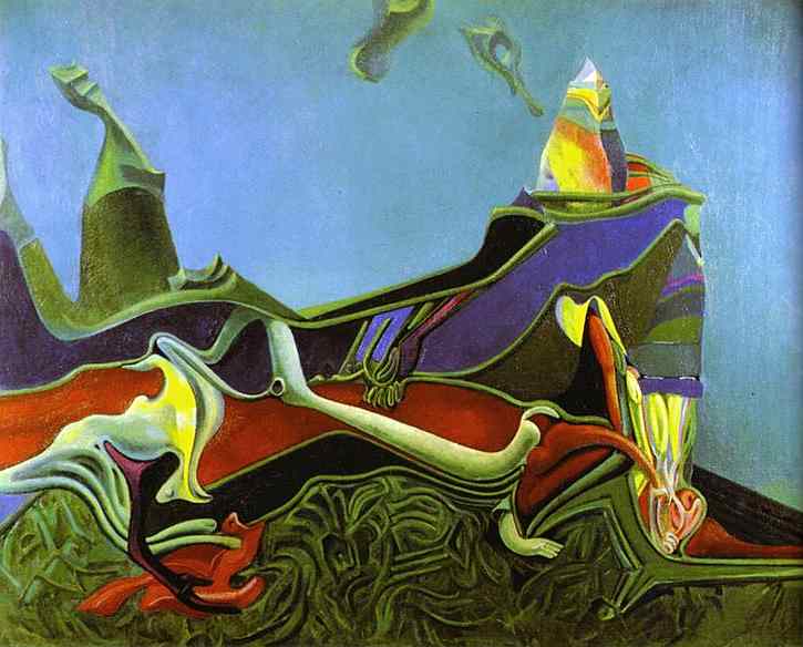 Landscape with Wheatgerm", Oil by Max Ernst (1891-1976, Germany)