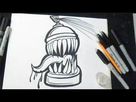 Cómo dibujar una Lata de spray (Graffiti) ZaXx - YouTube