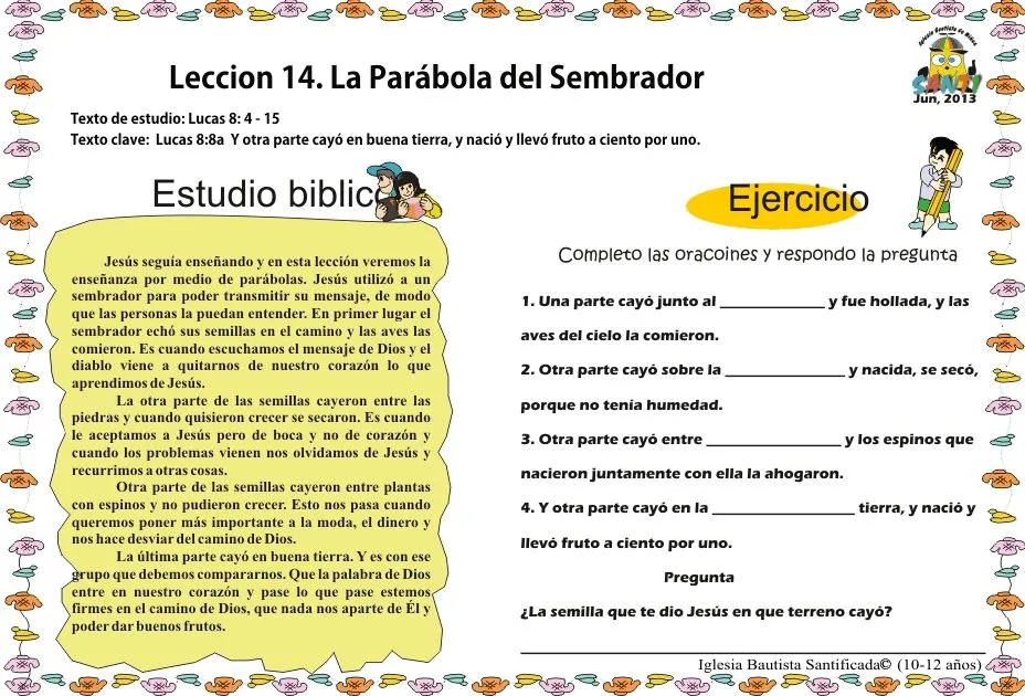Leccion 14. Parábola del Sembrador | Iglesia de Niños
