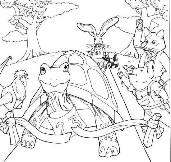 Dibujos de la liebre y la tortuga para colorear - Imagui