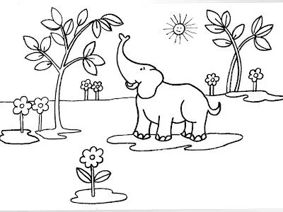 Leer, aprender, estudiar o imprimir Dibujo de un elefante comiendo ...
