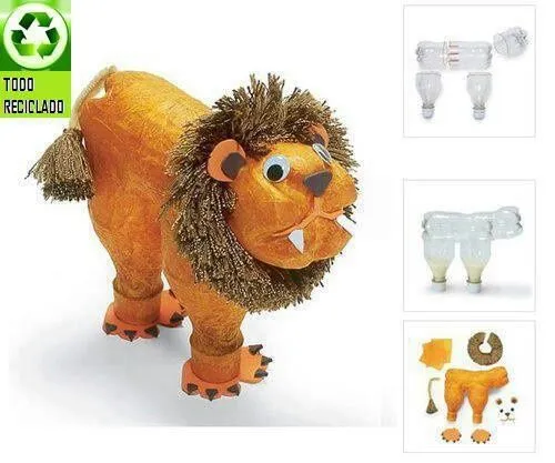 Como hacer un leon en material reciclable - Imagui
