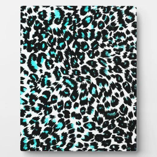 El leopardo azul mancha el modelo placa | Zazzle