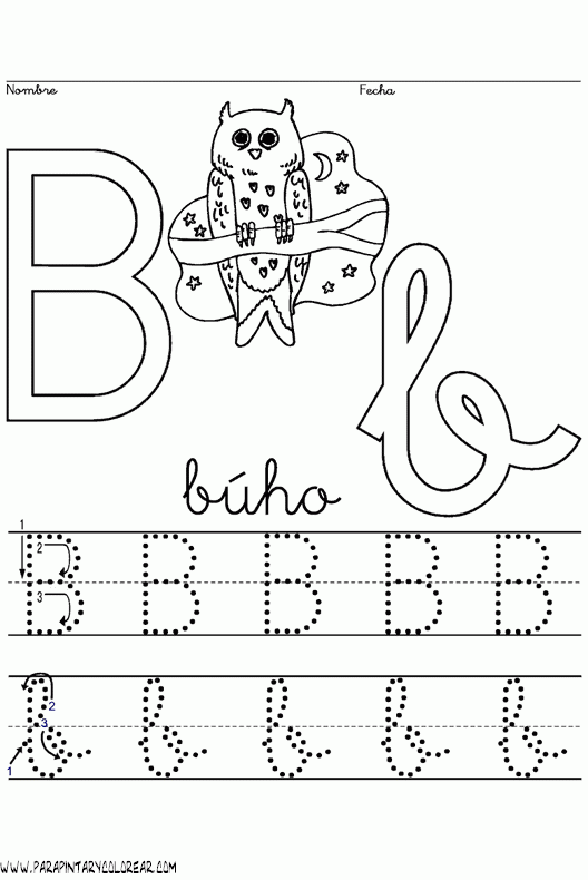 La letra B para colorear y delinear - Para niños
