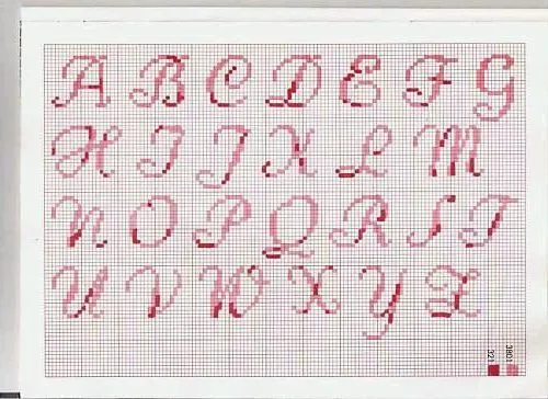 Letra cursiva en punto de cruz - Imagui