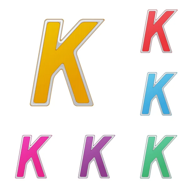 letra k, conjunto de variantes de color, en fondo blanco. Vector ...