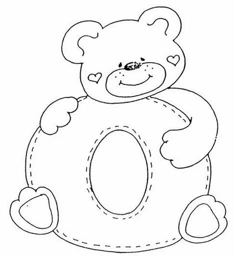 Letra-O-para-colorerar con oso | Descargar gratis