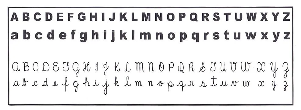 Abecedario español cursiva e imprenta mayuscula en grande - Imagui