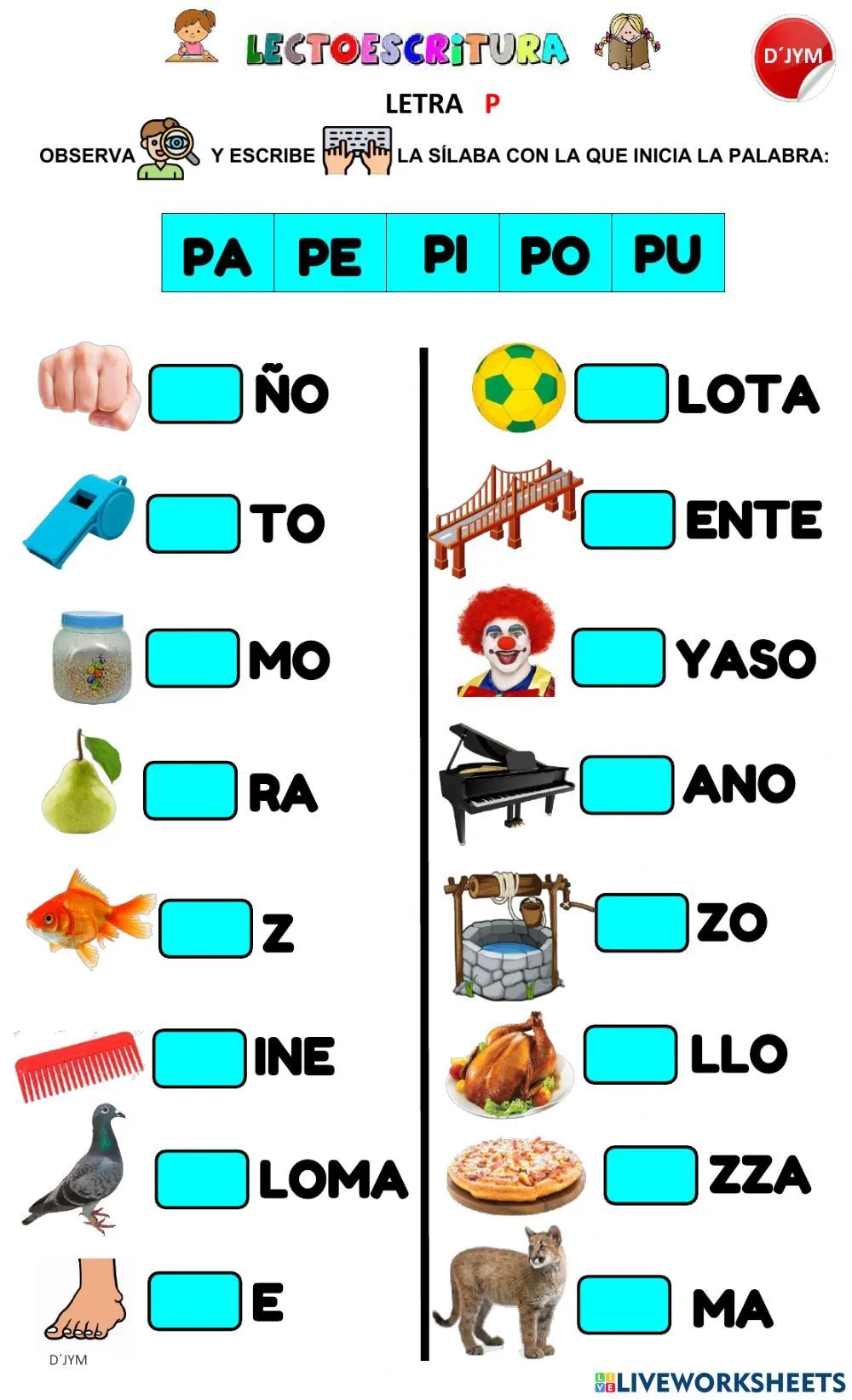 Letra P - Sonido inicial worksheet in 2023 | Spanish classroom activities,  Bilingual education, Classroom activities