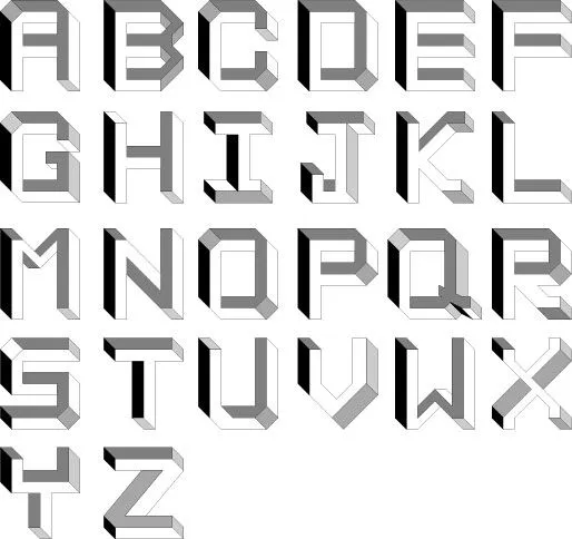 Letras del abecedario en 3D - Imagui