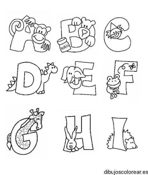 Dibujo con animales y letras | Dibujos para Colorear
