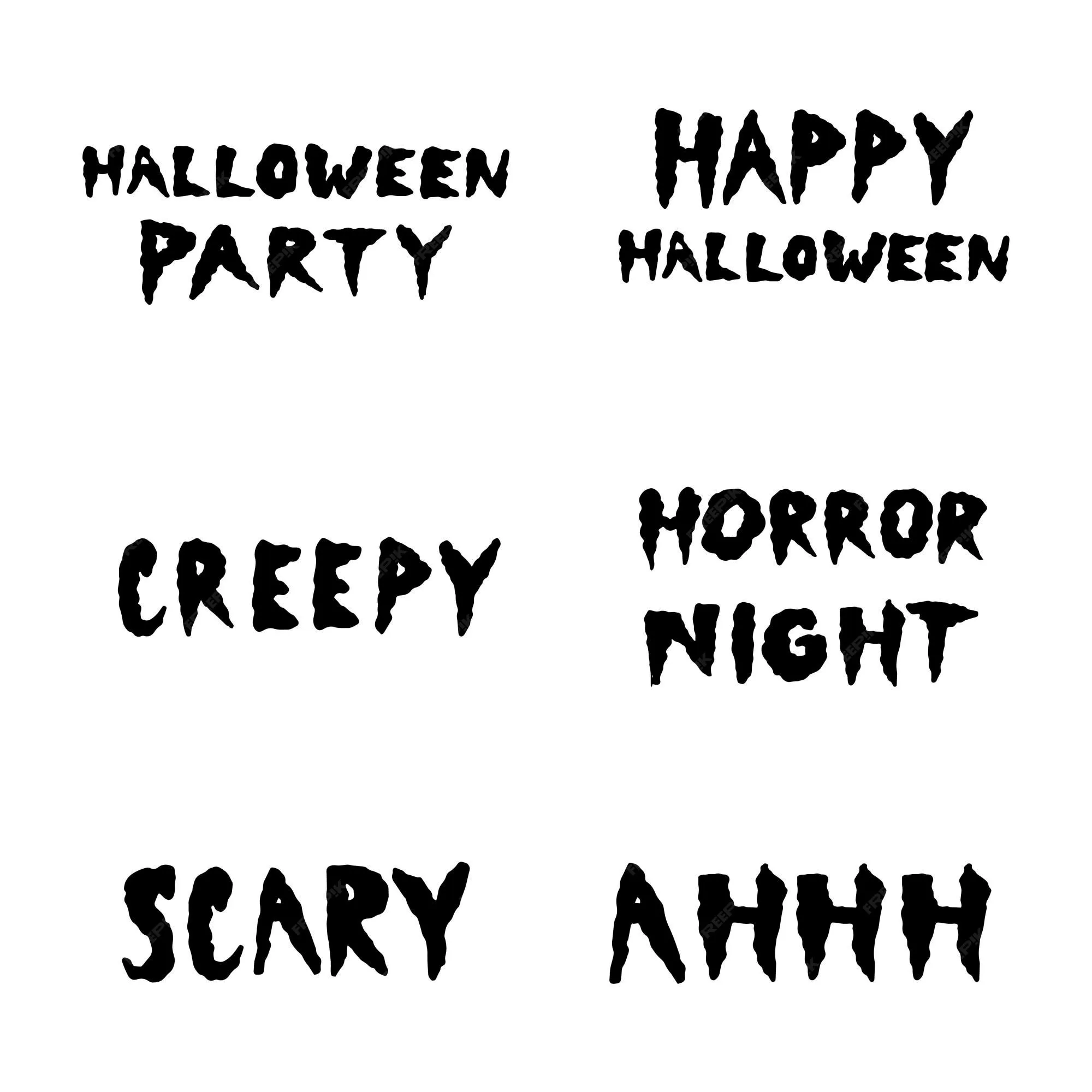Letras de halloween noche de terror dibujada a mano ilustración vectorial |  Vector Premium