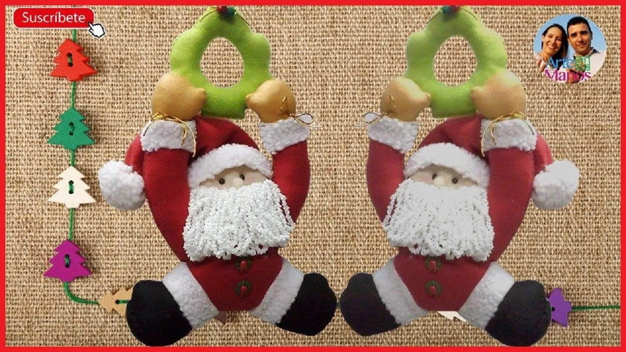 Let's decorate with Santa Claus - Colga doors Felt, Step by Step - YouTube