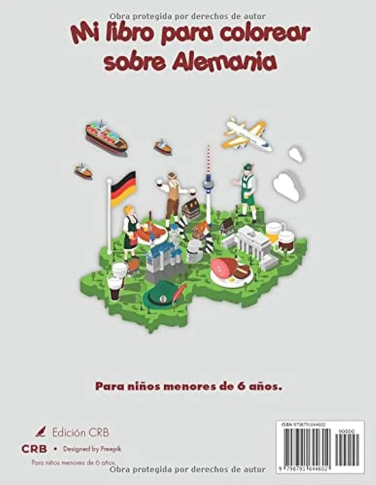 Mi libro para colorear sobre Alemania: Dibujos para colorear de animales,  paisajes y personajes, niños de 2 a 6 años (Spanish Edition) : CRB,  Edición: Amazon.com.mx: Libros
