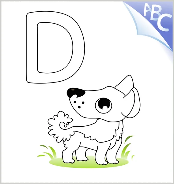 Libro de colorear de animales para niños: D para el perro. Gráfico ...