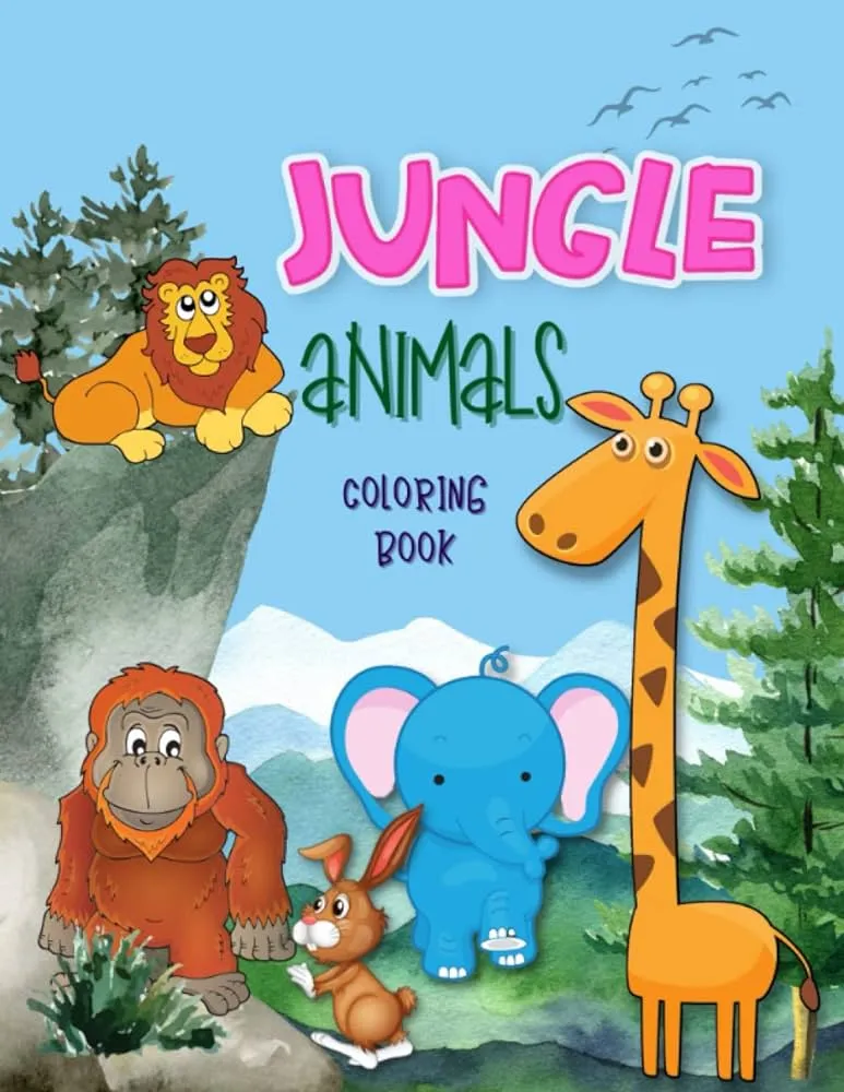 Libro para colorear de animales de la selva: libro para colorear animales  para niños, bosque de