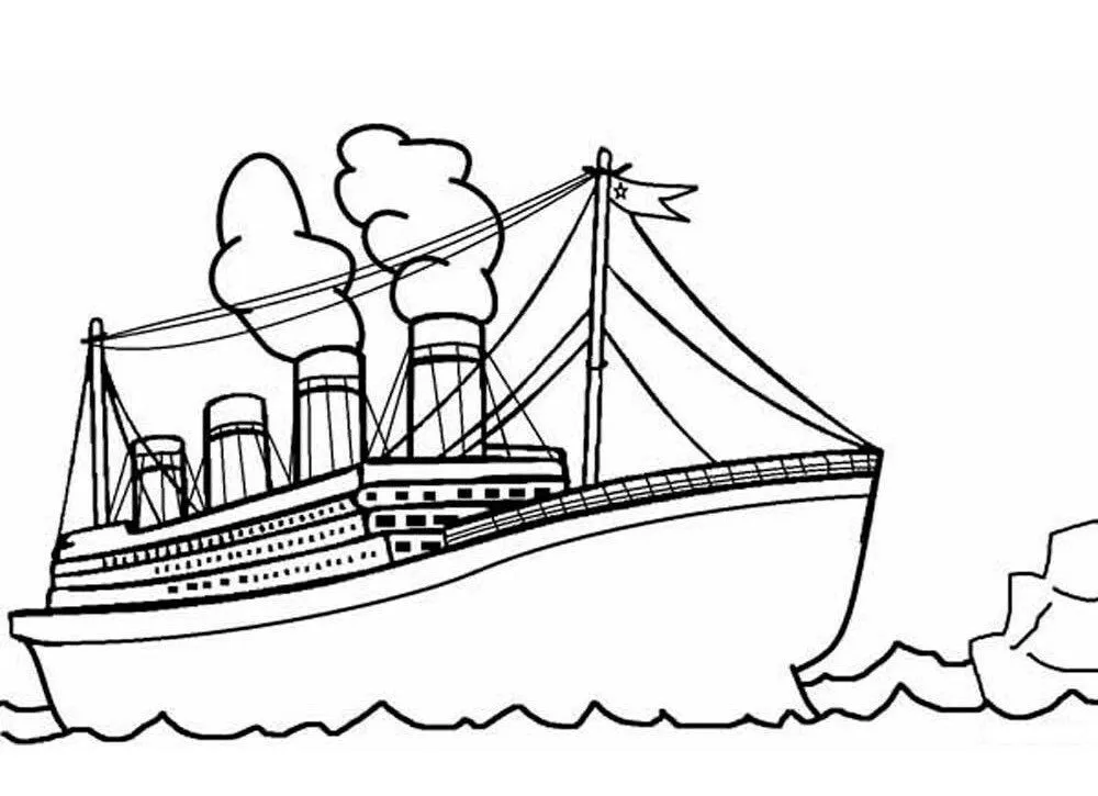 Libro para colorear Barco de vapor Titanic - barco histórico para imprimir  y en línea