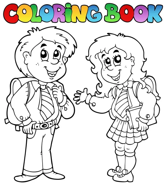 Libro de colorear con dos estudiantes — Vector stock © clairev ...