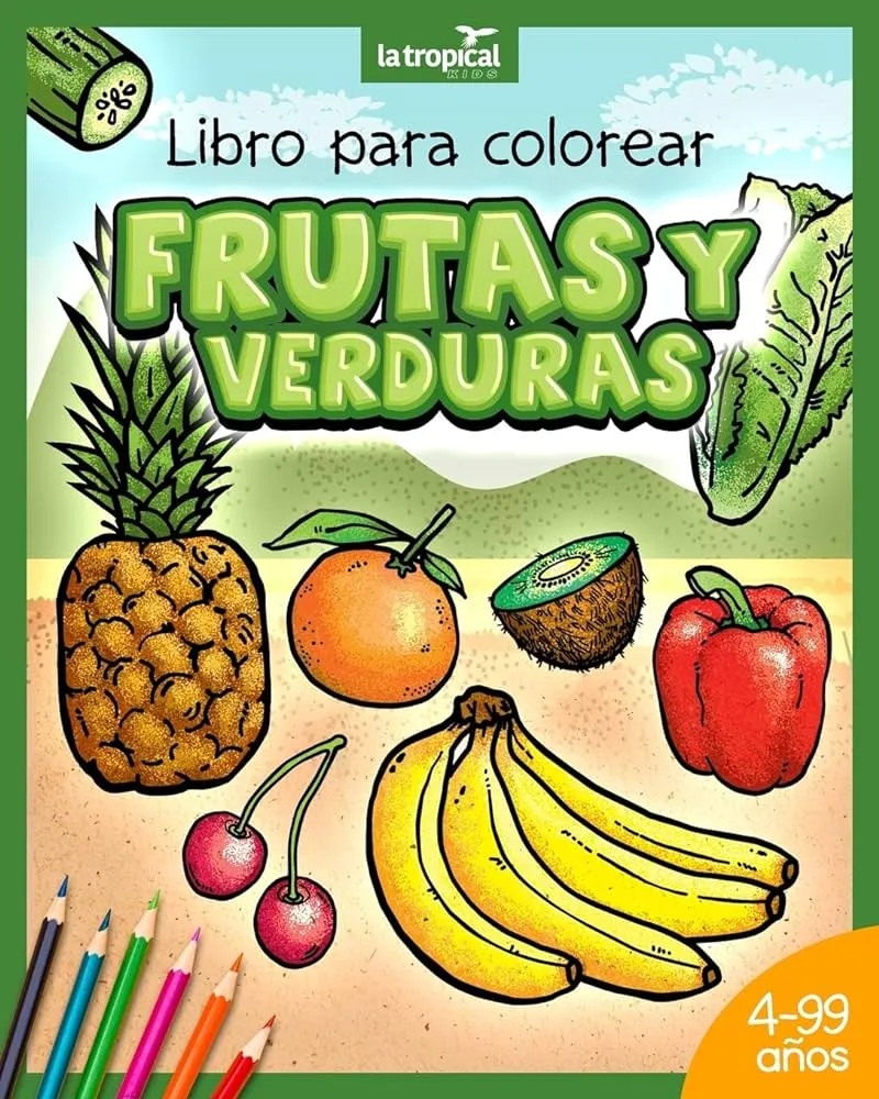 Libro para colorear Frutas y Verduras: Motivos únicos y datos en lenguaje  sencillo que promueven la