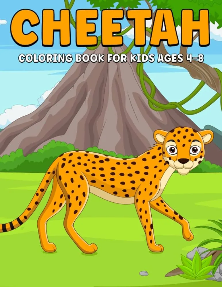 Libro para colorear de guepardo para niños de 4 a 8 años: este libro  perfecto para