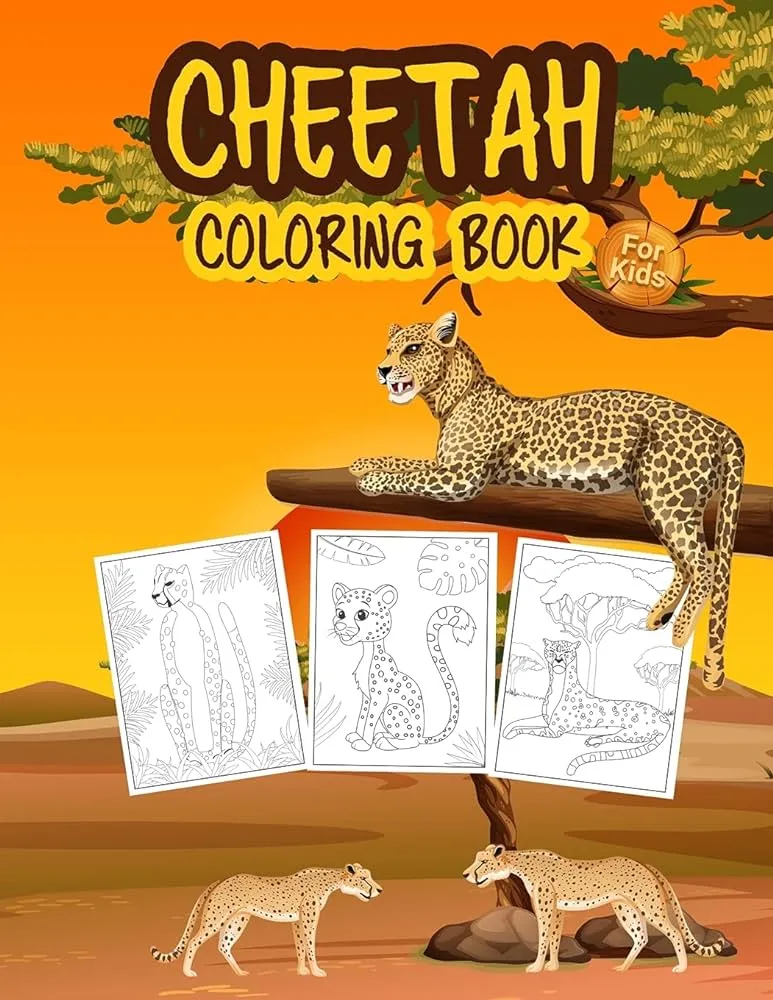 Libro para colorear de guepardo para niños: gran libro de guepardo para  niños, niñas y niños.