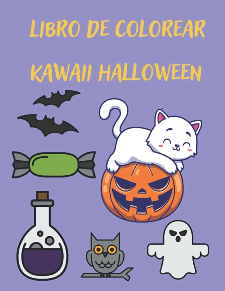 Libro de colorear kawaii Halloween: Con 40 páginas para colorear fáciles y  divertidas libro de actividades