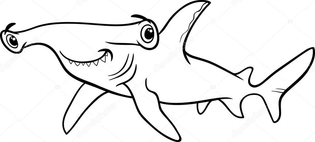 libro de colorear de tiburón martillo — Vector stock © izakowski ...